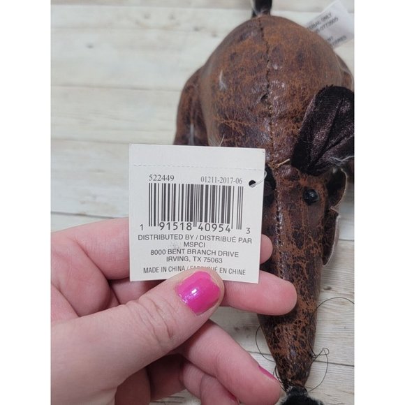 New Brown Polyester Leather Mouse 7" Stuff Toy Tabletop Holiday Christmas - Picture 7 of 7